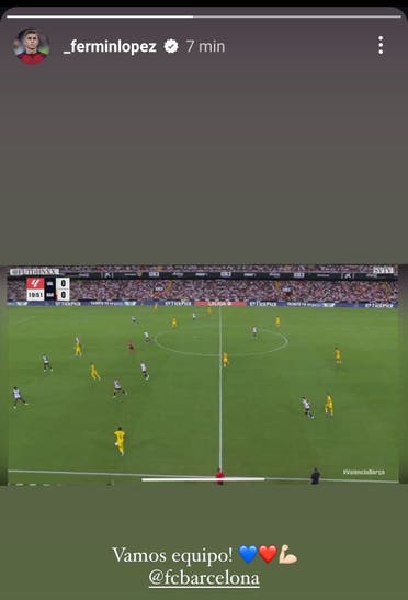 قصة لاعب برشلونة في انستجرام